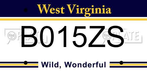 B015ZS West Virginia License Plate