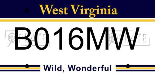 B016MW West Virginia License Plate