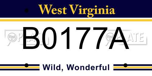 B0177A West Virginia License Plate