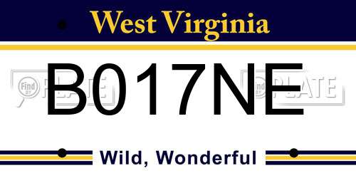 B017NE West Virginia License Plate