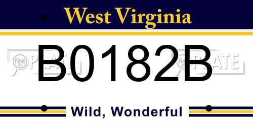 B0182B West Virginia License Plate