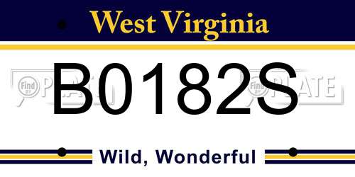 B0182S West Virginia License Plate