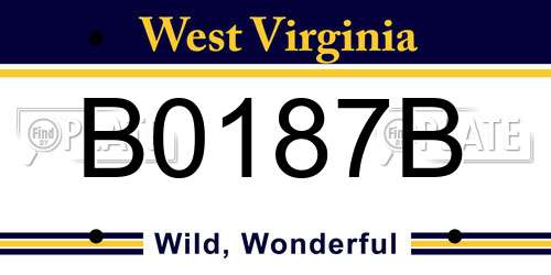B0187B West Virginia License Plate