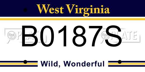 B0187S West Virginia License Plate