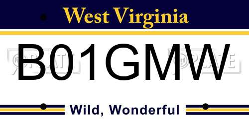 B01GMW West Virginia License Plate
