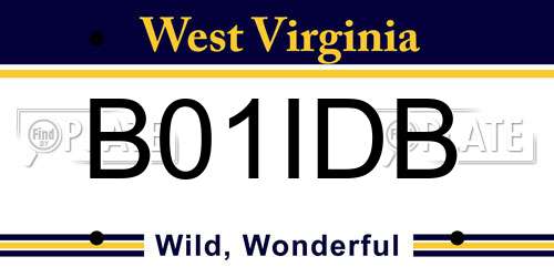 B01IDB West Virginia License Plate