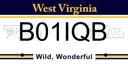B01IQB West Virginia License Plate