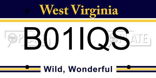 B01IQS West Virginia License Plate