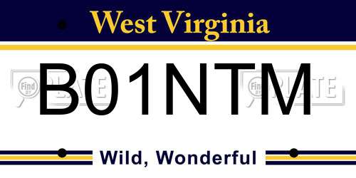 B01NTM West Virginia License Plate