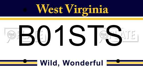 B01STS West Virginia License Plate