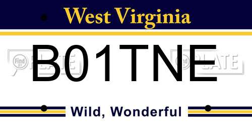 B01TNE West Virginia License Plate
