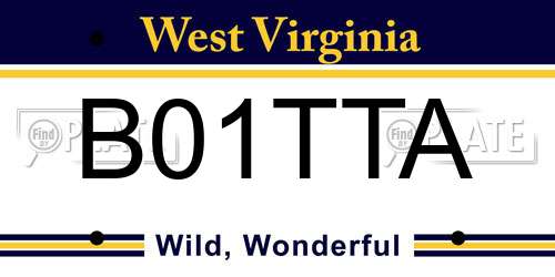 B01TTA West Virginia License Plate