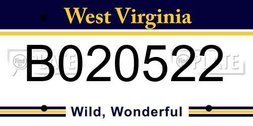 B020522 West Virginia License Plate