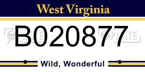 B020877 West Virginia License Plate