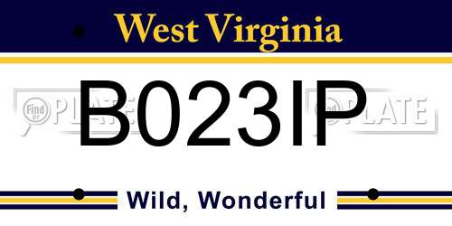 B023IP West Virginia License Plate