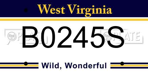 B0245S West Virginia License Plate