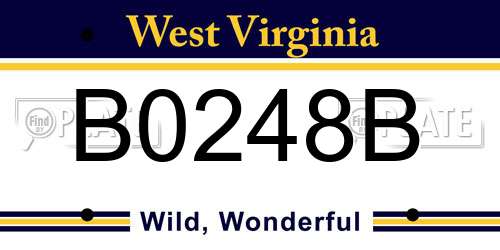 B0248B West Virginia License Plate