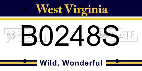 B0248S West Virginia License Plate