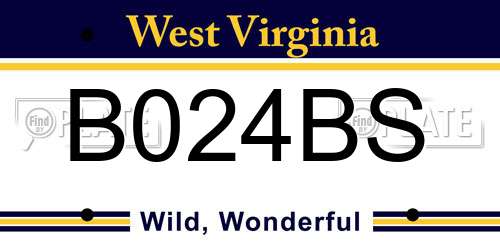 B024BS West Virginia License Plate