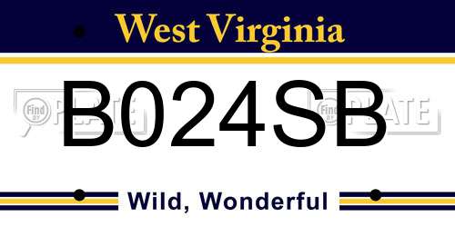 B024SB West Virginia License Plate