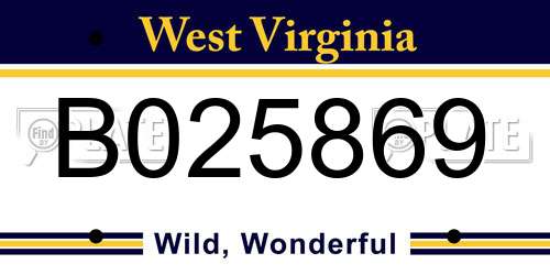 B025869 West Virginia License Plate