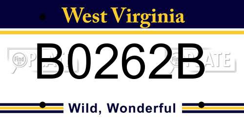 B0262B West Virginia License Plate