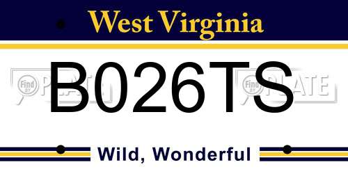 B026TS West Virginia License Plate