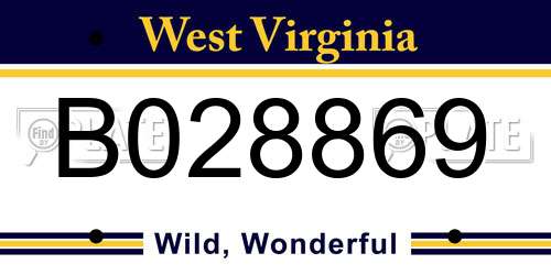 B028869 West Virginia License Plate