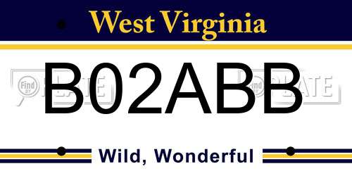 B02ABB West Virginia License Plate