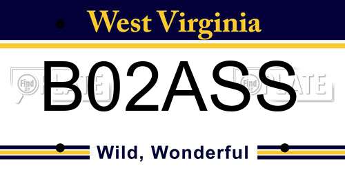 B02ASS West Virginia License Plate