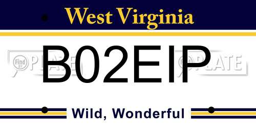 B02EIP West Virginia License Plate