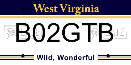 B02GTB West Virginia License Plate