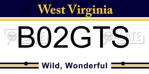 B02GTS West Virginia License Plate