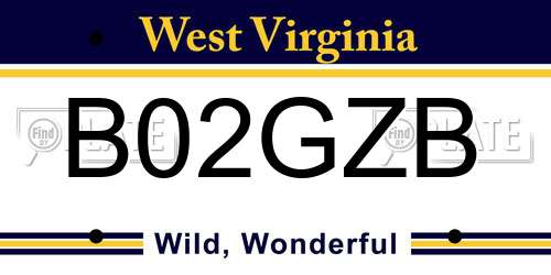 B02GZB West Virginia License Plate