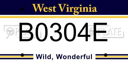 B0304E West Virginia License Plate