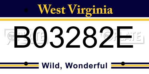 B03282E West Virginia License Plate