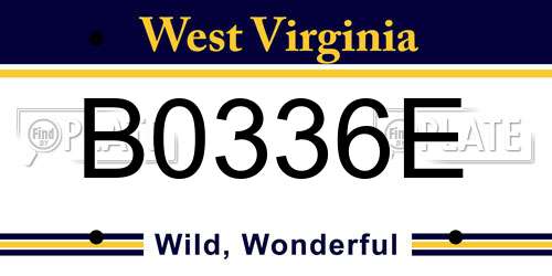 B0336E West Virginia License Plate