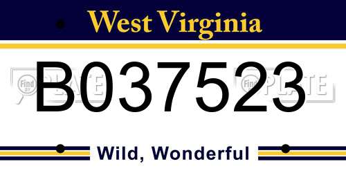 B037523 West Virginia License Plate