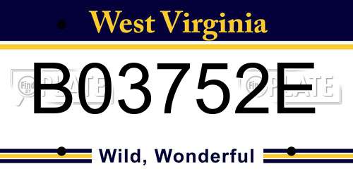 B03752E West Virginia License Plate