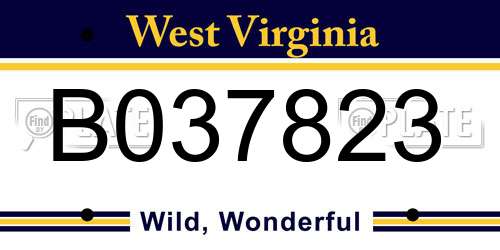 B037823 West Virginia License Plate