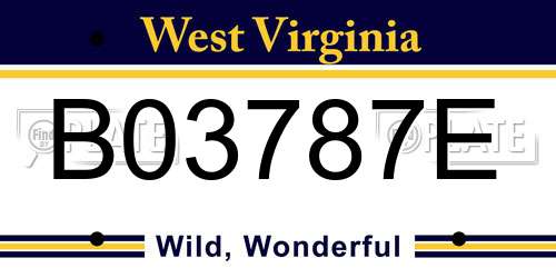 B03787E West Virginia License Plate