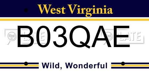 B03QAE West Virginia License Plate