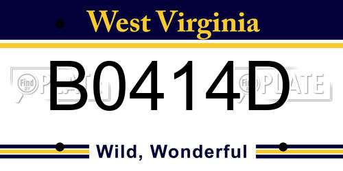 B0414D West Virginia License Plate