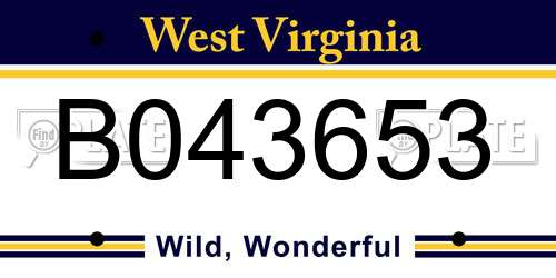 B043653 West Virginia License Plate