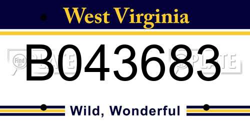 B043683 West Virginia License Plate