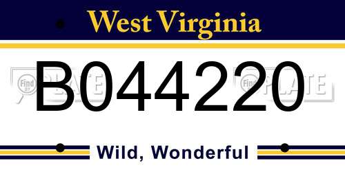 B044220 West Virginia License Plate
