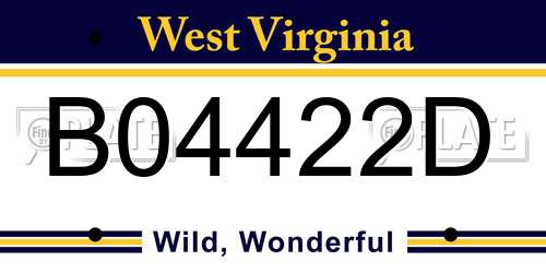 B04422D West Virginia License Plate