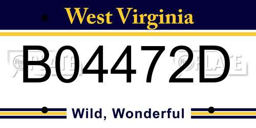 B04472D West Virginia License Plate