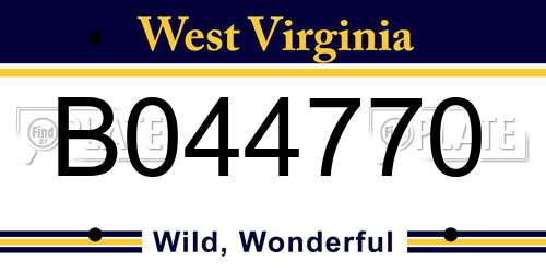 B044770 West Virginia License Plate