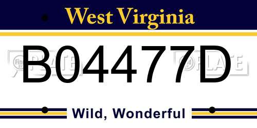 B04477D West Virginia License Plate